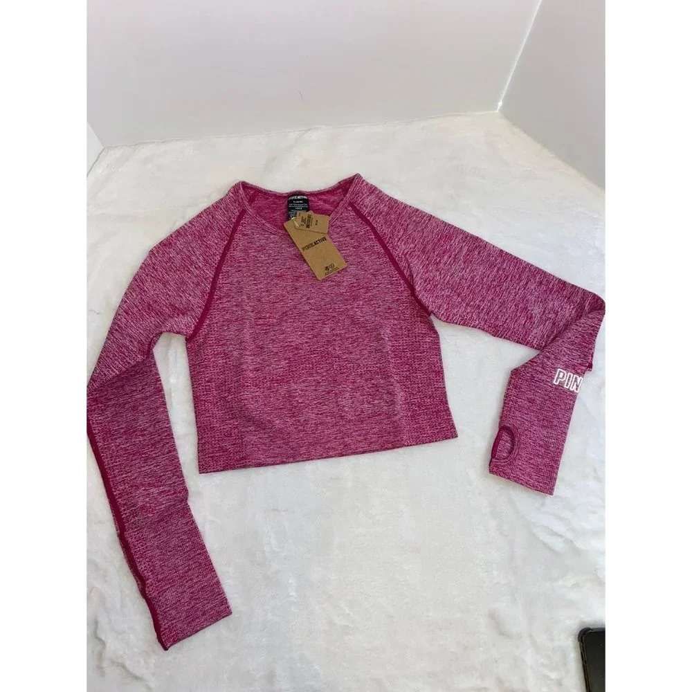 NWT Victoria’s Secret PINK Active Seamless Long Sleeve Top Size Medium